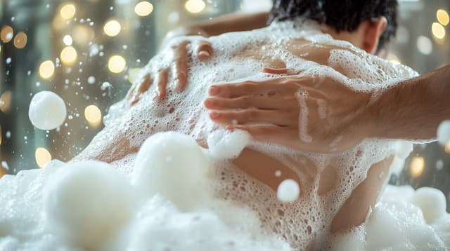 Мыльный массаж льняным мочалом